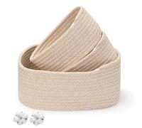 AiQInu Set di 3 Cestini Portaoggetti Intrecciato, Cestini Portaoggetti Bagno, Cestino in Cotone per Cosmetici, Cesto Organizer, Boo Basket per Camera da Letto, Soggiorno