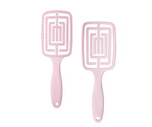 AiQInu Spazzola Districante per Capelli - Curva per Umidi e Asciutti, Ricci e Lisci (Rosa)