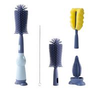 AiQInu Spazzola per Biberon, 4 in 1 in Silicone, Senza BPA per Tutti i Tipi di Bottiglie con Spazzola per Capezzoli, Cannuccia e Biberon a Tesa Larga