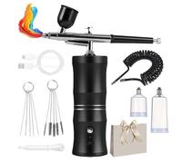 Air Brushes Kit with Compressor, Airbrush Kit, 7.4V High Voltage 34 PSI Portable Air Brush Paint Kit, 15-Piece Accessory Set, Adjustable Nozzle, for Painting, Nail Art, Cake Decoration (Black)