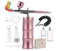 Air Brushes Kit with Compressor, Airbrush Kit, 7.4V High Voltage 34 PSI Portable Air Brush Paint Kit, 15-Piece Accessory Set, Adjustable Nozzle, for Painting, Nail Art, Cake Decoration (Pink)