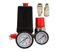 Air Compressor Pressure Switch 4 - Way Auto Control Valve Controller 0-180 PSI with Dual Gauge, Zinc Alloy & Stainless Steel, for DIY Garage and Industrial Air Systems