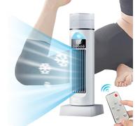 Air Conditioner Fan, Cooling Fans That Blow Cold Air, Portable Space Cooler Cool Gadgets Bladeless Quiet Evaporative Humidifier with Adjustable Timer and Remote Control for Bedroom Office Dorm Room