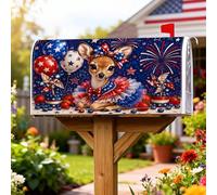 Air-Float Balls - Coperture magnetiche per cassette postali con stelle patriottiche, fuochi d'artificio del 4 luglio, per decorazione da giardino e cortile, 45,7 x 53,3 cm
