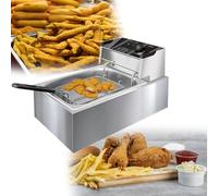 Air fryer 6L 12L, French fries pan, deep fryer, home and commercial air fryer stainless steel single tank(6l-single Cylinder)