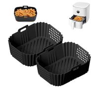 Air Fryer Accessori, Teglia per Friggitrice ad Aria Riutilizzabili, Teglia per Friggitrice ad Aria per Ninja AF300EU AF400EU per Air Fryer, Forno, Microonde, Nero 2 Pezzi