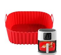 Air Fryer Baking Tray - quadrato in silicone resistente | Non stick Heatproof Cooking Pan with Easy Wash Feature, Reusable Kitchen Accessory for Roasting Pizza Cake Family Indoor Apartment
