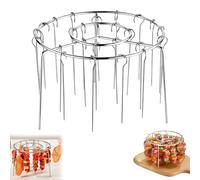 Air Fryer Barbecue Grill Vertical Barbecue Kebab, 6 Inch Round Air Fryer Skewer Stand, Stainless Steel Roundskewer Rack, With Anti-Scalding Gloves, Hanging Oven Grill Accessories (24 Skewers)