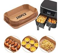 Air Fryer Disposable Paper Liner for Ninja Dual,100pcs Food Grade Air Fryer Parchment Liners for Ninja DZ201, Ninja Foodi Dual Air Fryer Accessories Baking Paper (9 x 6, naturale)