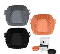 Air Fryer Liners, Silicone Cookware, Square Tray, Heat-Resistant Reusable Baking Mats, 3-Piece Pot Set for Roasting Cooking Toaster Oven Microwave Commercial Use