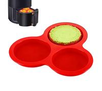 Air Fryer Silicone Bakeware - 3-Hole Round Egg Holder, Heat-Resistant Muffin Tray for Baking Small Cakes, Pustards, Breakfast , Sliders | Home Cooking Gadget for Oven Microwave