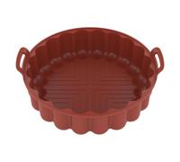 Air Fryer Silicone Baking Tray - Round Pot, Food Safe Non Stick Insert | Heat Resistant Reusable Cooker Container for Easy Cleaning, Durable Kitchen Oven Accessory for Home Meals Snacks Preparation