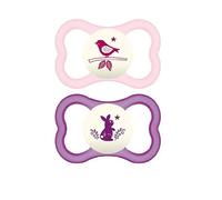 Mam Air Night - Animal Succhietto 16+ Mesi Silicone Bimba, 2 Succhietti