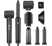 Air Styler 7 in 1, 110000 giri/min Asciugacapelli a Ioni Negativi ad Alta Velocità, Spazzola Asciugacapelli Multifunzione con 7 Accessori, Ferro Arricciacapelli Automatico (Nero)