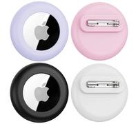 Air Tags, confezione da 4 custodie nascoste per Apple Air, in silicone, con spille di sicurezza, per Airtag Tracker, anti-smarrimento, per bambini, bagagli, vestiti (nero, bianco, rosa, viola)