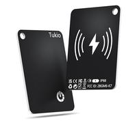 Air Tags (Nero) 2 Pezzi, Smart Tracker Card compatibile con Apple Find My (solo iOS), Buletooth localizzatore con ricarica wireless, IP68 impermeabile, Finder con anello portachiavi/cordino in nylon.