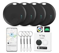 Air Tracker Android, 4 PCS Smart Tracker Tag GPS Localizzatore Chiavi Compatibile con Trova Dispositivo(Solo Android), Bluetooth Tracker Tag Compatibile per Portafogli,Chiavi,Zaini (Nero)