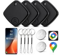 Air Tracker Android, 4 Pezzi Smart Tag Android Trova Oggetti, Funziona con Google's Find Hub, Air Tracker Tags Bluetooth Localizzatore Chiavi per Chiavi/Bagagli/Valigie/Portafogli (Nero)