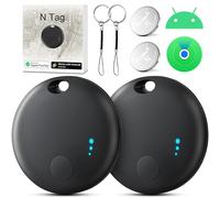 Air Tracker Android, Apple e Android Smart Tracker Tag, Bluetooth Localizzatore Trova oggetti Compatibile con Apple e Google Funzioni Trova Dov'è, Localizzatore Chiavi per Borse (Nero, 2 PACK)