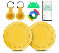 Air Tracker Tag Android, 2 Pezzi Smart tag Android, Funziona con Google Dov'è App, Bluetooth Trova Oggetti, Air Tracker Tag Bluetooth Localizzatore Chiavi per Chiavi/Bagagli/Valigie(Giallo)
