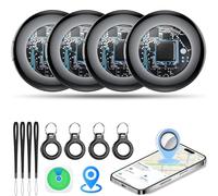 Air Tracker Tags 4 Pack Nera, Smart Air Tracker Localizzatore Funzona con Apple Dov'è App (solo iOS),5.3 Bluetooth Tracker Trova Oggetti per Chiavi,Bagagli,Valigie, AirTag Batteria Sostituibile