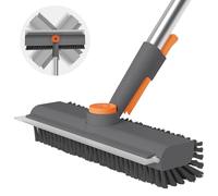 AIR U+ Spazzola per pavimenti 3 in 1 con manico lungo e testa rotante a 360°, spazzola multiuso per la pulizia, con spazzola a setole piatte, spazzola angolata e raschietto