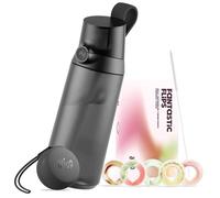 air up Borraccia Click Midnight Black 600 ml - Confezione di avviamento con 5 capsule, spazzola per cannuccia e custodia Twogo nero | senza zucchero, senza BPA
