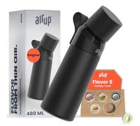 AIR UP® Borraccia in acciaio inox Starter Set Originale, incl. pod aromatizzati in 5 gusti senza zucchero I Borraccia termica 480 ml, mantiene il freddo per 14 ore, tappo ermetico I Nero