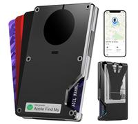 Air Wallet da uomo: chip Airtag integrato e trova il mio portafoglio sottile compatibile, porta carte di credito minimalista con clip rimovibile per banconote, portafoglio antifurto, nero