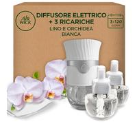 Air Wick Diffusore Elettrico di Oli Essenziali, 1 Diffusore Elettrico Gadget e 3 Ricariche, Fragranza Lino e Orchidea Bianca, 1 Diffusore e 3 Ricariche x19ml