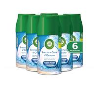 Air Wick Freshmatic Profumatore per Ambienti, 6 Ricariche per Diffusore Spray Automatico Freshmatic alla Fragranza Brezza e Onde d’Oceano, 6 x 250 ml