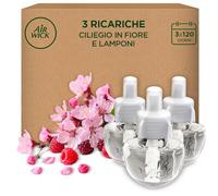 Air Wick Ricarica per Diffusore Elettrico di Oli Essenziali, 3 Ricariche, Fragranza Fiori di Ciliegio e Lamponi, 3x19ml