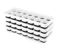 Airabc Set di 4 vaschette per cubetti di ghiaccio in silicone con coperchio, salvaspazio e impilabili, certificate LFGB e senza BPA, vaschette per cubetti quadrate facili da rimuovere, Nero