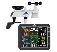AIRAIN TECH Stazione meteo wireless 10 in 1 con sensore wireless esterno, orologio radiocontrollato, pluviometro, velocità/direzione del vento, fasi lunari, barometro, temperatura/umidità, previsioni