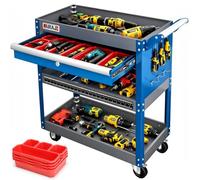 AIRAJ Carrello porta utensili, Carrello per Attrezzi Resistente, metallo con grande cassetto e rastrelliera, capacità di carico 200kg, può contenere attrezzature pesanti.