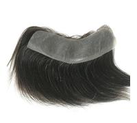 AIRAO Toupet per uomo per la zona frontale dell'attaccatura dei capelli, con base sottile in PU e sistema di fissaggio a V, dimensioni 4×18 cm Colore Nero Naturale 1B# con 10% di Capelli Grigi