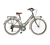 Airbici 605AL Bicicletta da Passeggio Donna 26" Grigia | Bici Vintage Retro con 6 Velocità, Telaio in Alluminio, Parafanghi, Luci LED e Portapacchi | Bici da Città per Donna