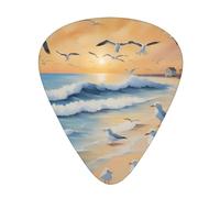Airborne Seagulls - Set di 12 plettri per chitarra sottili, medi e spessi, adatti per chitarra, basso, chitarra elettrica e ukulele