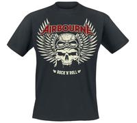 Airbourne Red Logo Mono Scorch Uomo T-Shirt Nero XXL 100% Cotone Regular