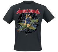 Airbourne Straddled Pin-Up Uomo T-Shirt Nero L 100% Cotone Regular