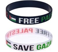 AirbRn 10 braccialetti con bandiera della Palestina, braccialetti in silicone Save Gaza Palestina, braccialetti in gomma, braccialetti per la libertà dei palestinesi, braccialetti di sostegno della