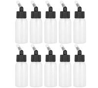 Airbrush Bottles 10pcs 30ml Transparent Resistant Paint Containers with Vent Cap for Dual Action Siphon Spray Guns Plastic PP Material