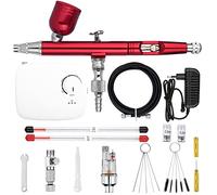 Airbrush Dual-Action con mini batteria Kit compressore aria cordless 0.3mm Pennello for la pistola a spruzzo Pistola for vernice for unghie for il trucco Soffiaggio comodo(NCT-SLC-W-S3,EU plug)