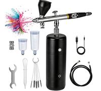 Airbrush Set con Compressore, 30 PSI Handheld Mini Kit Ricaricabile Air Brush Kit Aerografo Portatile a Doppia Azione per Pittura, Tatuaggi, Nail Art, Moda, Trucco, Decorazione Torte, Barber