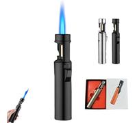 Airbrush Windproof Lighter, Portable Adjustable Refillable Butane Jet Lighter, Windproof Jet Lighter, Airbrush Windproof Adjustable Flame Size Lighter,360 °Rotating,Built-in Bottle Opener (Black)
