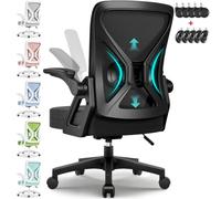 Airchros Sedia da ufficio ergonomica, sedia da scrivania con braccioli pieghevoli, supporto lombare regolabile, funzione basculante fino a 125°, regolabile in altezza, sedia a rete, nera