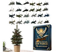 Aircraft Christmas 2025-24 Pcs 2D Acrylic Holiday Ornament Set | Air Force 78th Observance Decorative Pendants, Festive Collectible Décor for History Lovers Home Use, 26x18cm