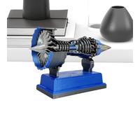 Aircraft Engine Model, Simulation Mechanical Toy, Realistic Working Design, Blue, Desktop Display Ornament, Silver, Assembled, for Studennament Construction Toy for School Home Girls Teens Adults Boys