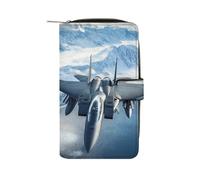 Aircraft Fighter Jet F-15 Ea-gles Flying Womens PU Leather Wallet Long Purse Clutch Organizer per Ufficio Viaggio