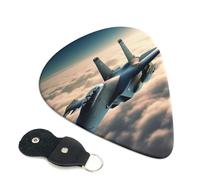 Aircraft Fighter Jets - Confezione da 6 plettri per chitarra con porta plettri in pelle, portachiavi, custodia per plettro, arte astratta, per chitarra elettrica acustica, ukulele, 0,71 mm